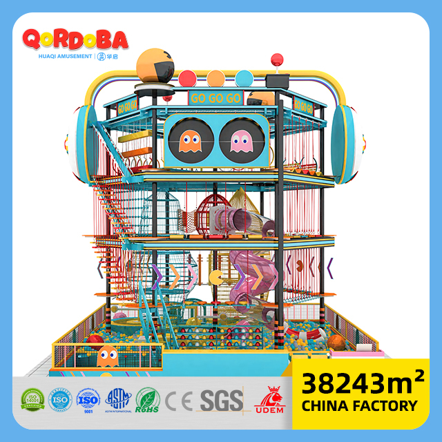 Indoor Ninja Warrior Structure with Rope Net Climbing Obtacles Game for Amusement Park