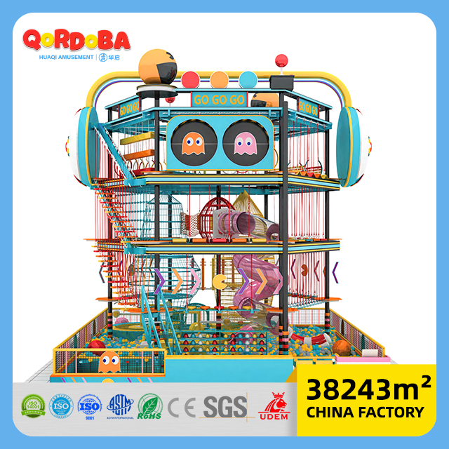 Indoor Ninja Warrior Structure with Rope Net Climbing Obtacles Game for Amusement Park