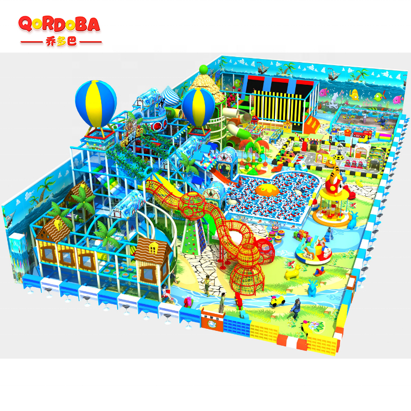 Indoor playground safety equipment and structural layout