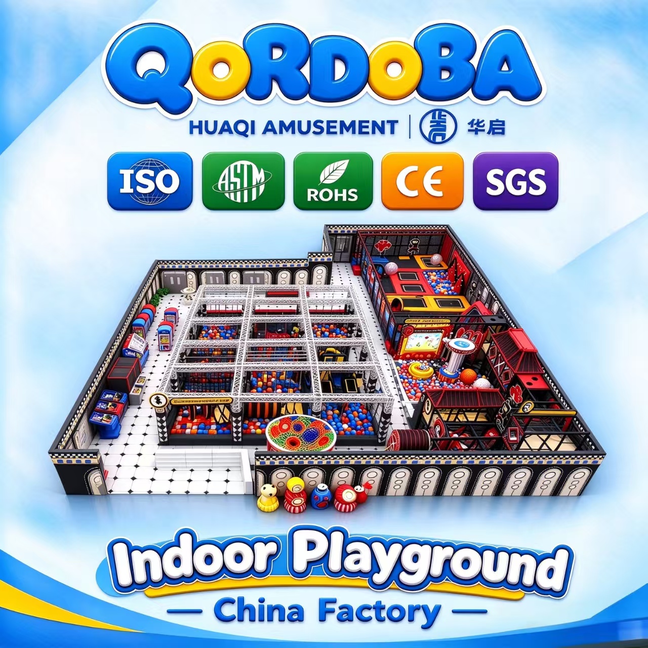 Commercial Family Entertainment Center with Rope Courses And Slides for Kids Adventure Activities
