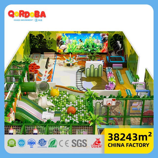Jungle Themed Indoor Kids Playground with Big Slide for Children's Amusement Park 