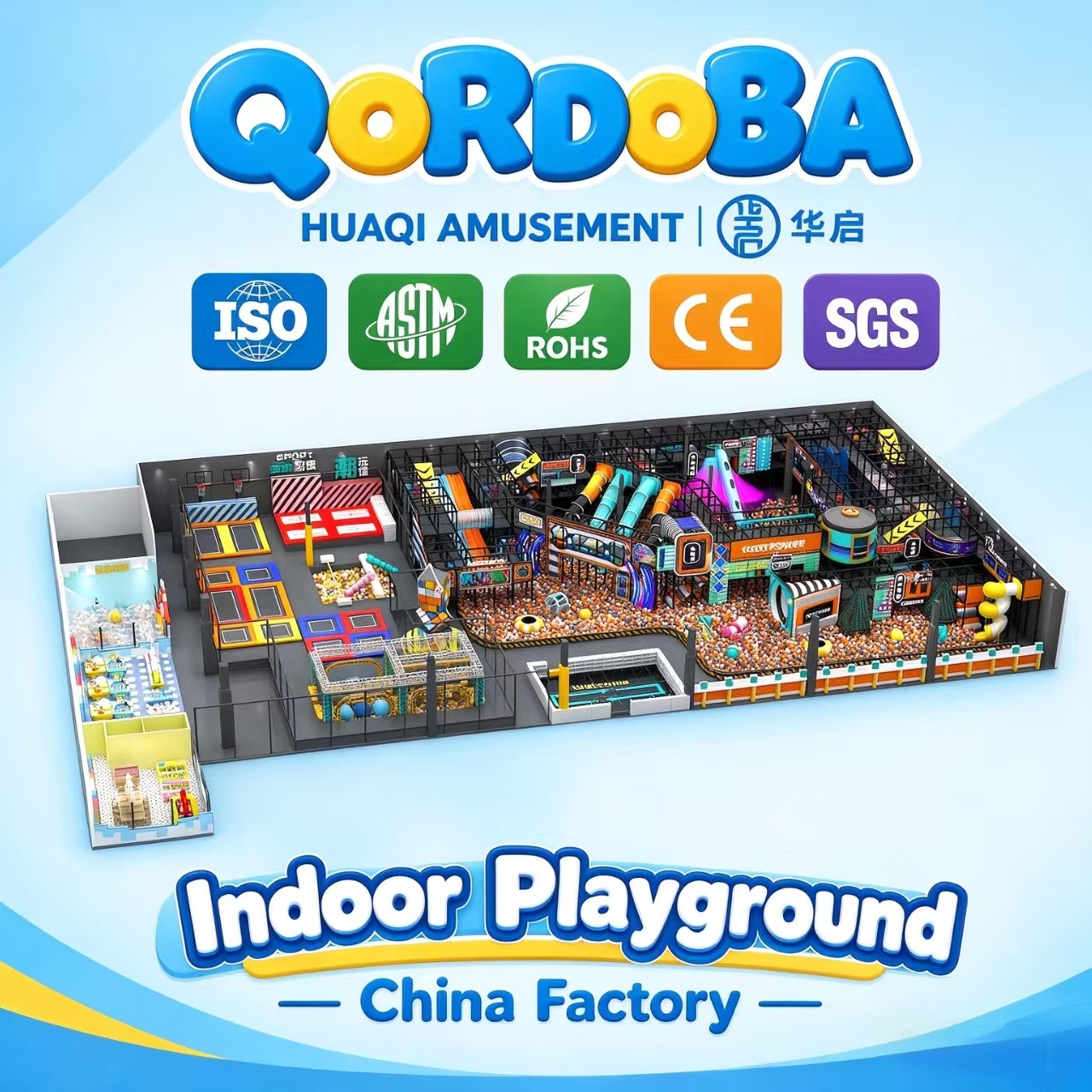 Punk-Themed Indoor Playground with LED Slides And Trampolines for Modern Family Entertainment Center