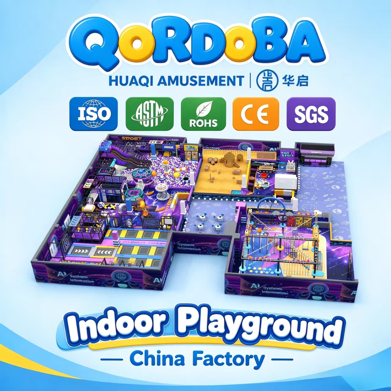 Punk-Themed Indoor Playground with LED Slides And Projection Games for Commercial Family Entertainment Center