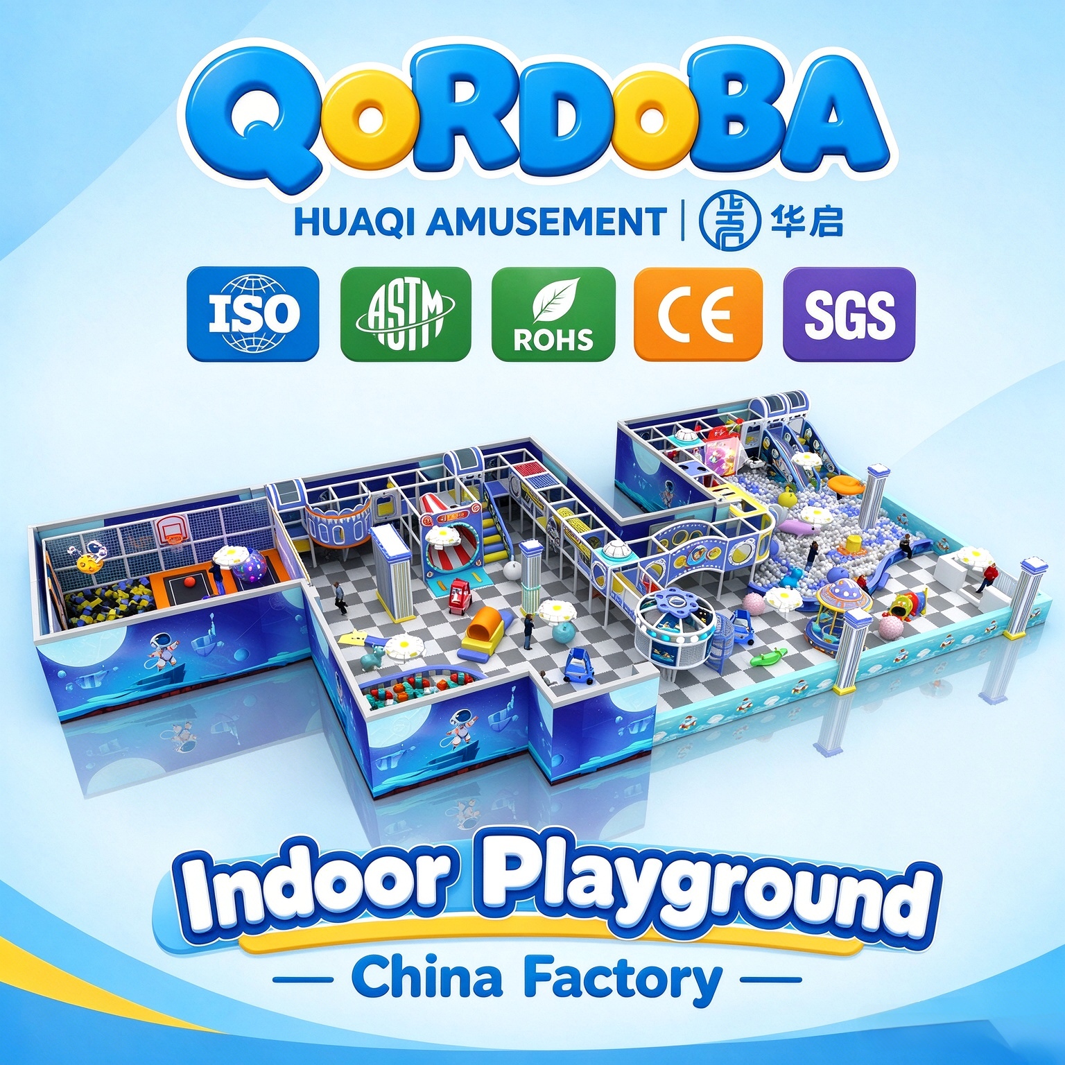 Custom Space Playground with Donut Slides And Rope Courses for Kids And Families