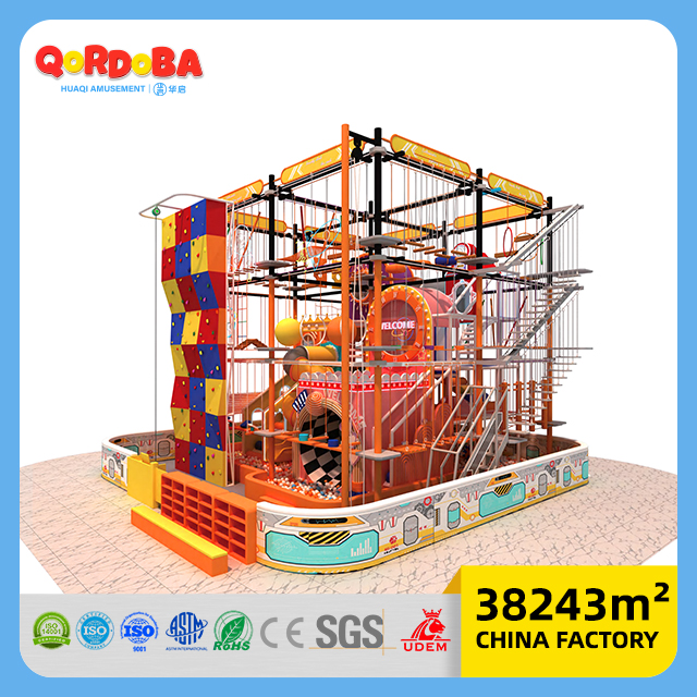 Multi-level Ninja Warrior Course with Obstacle Games for Children's Adventure Park 