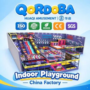 Trampoline Themed Children's Playground with Climbing And AR Games for Family Visits