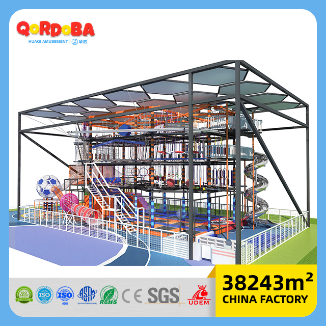 Indoor Ninja Warrior Structure with Rope Net To Build Kids Strength And Courage