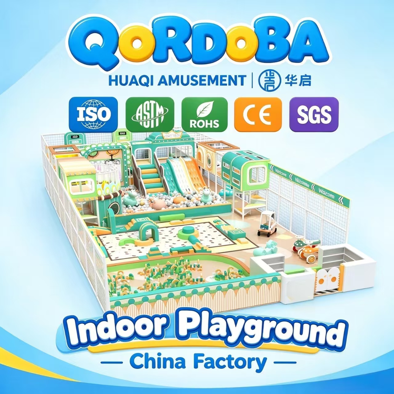 Custom FEC Indoor Playground with Spiral Slides, Trampolines And AR Sports for Family Entertainment