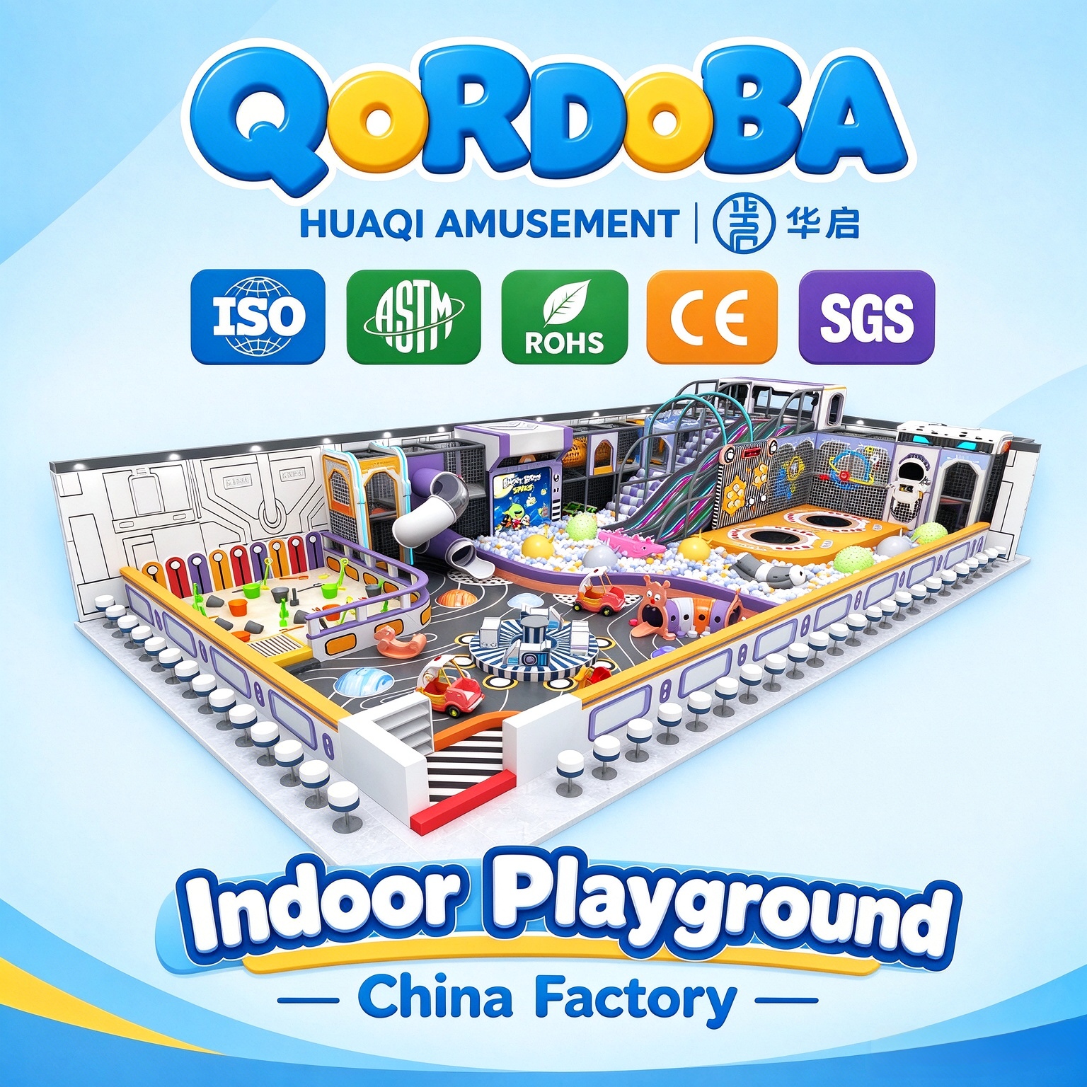 Creative Space Indoor Playground with LED Slides And Projection Games for Modern Family Entertainment Center