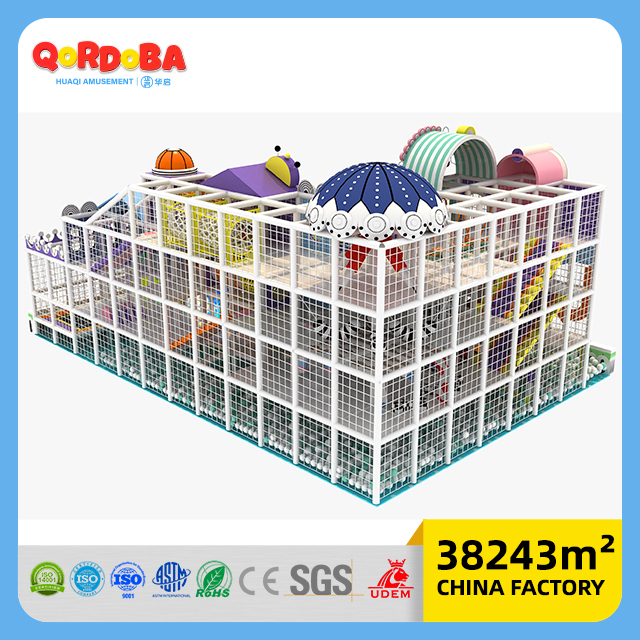 Multi Level Kids Playground with Ninja Course for High Indoor Play Structure