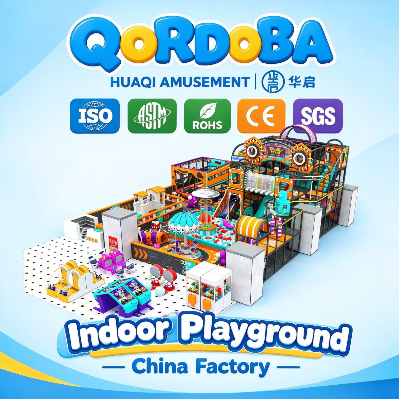 Punk Indoor Playground with Rope Courses And Trampolines for Family Entertainment 