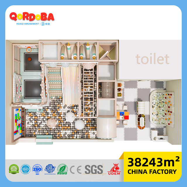 Mini Indoor Playground Under 100 Square Meters with Rich Play Equipment for Kids