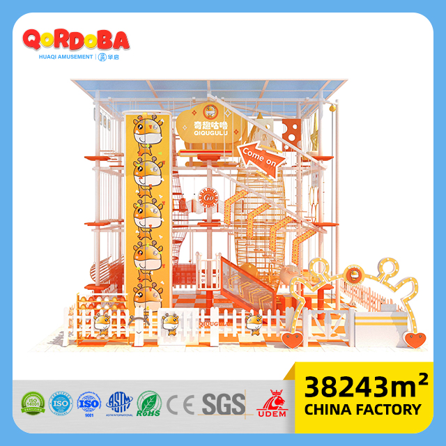 Indoor Ninja Warrior Structure with Rope Net Climbing Obtacles Game for Amusement Park