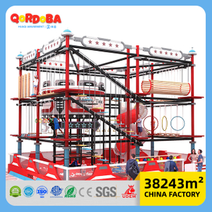 Multi-level Ninja Warrior Course with Obstacle Games for Children's Adventure Park 