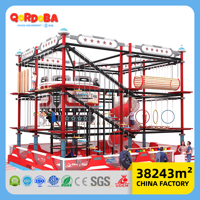Multi-level Ninja Warrior Course with Obstacle Games for Children's Adventure Park 