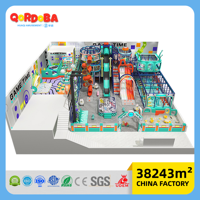 All-in-One FEC: Soft Play Trampoline Climbing Wall Zip Line And Interactive Games